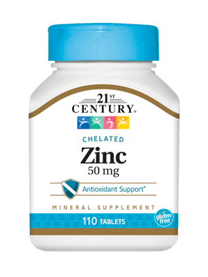 21St Century Chelated Zinc 50mg 110 Tablets