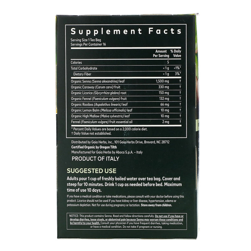 Gaia Natural Laxative Herbal Tea Bags 16 ct