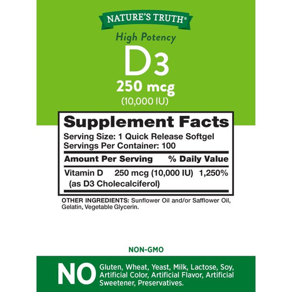 Nature's Truth High Potency D3 10,000 100 Softgels