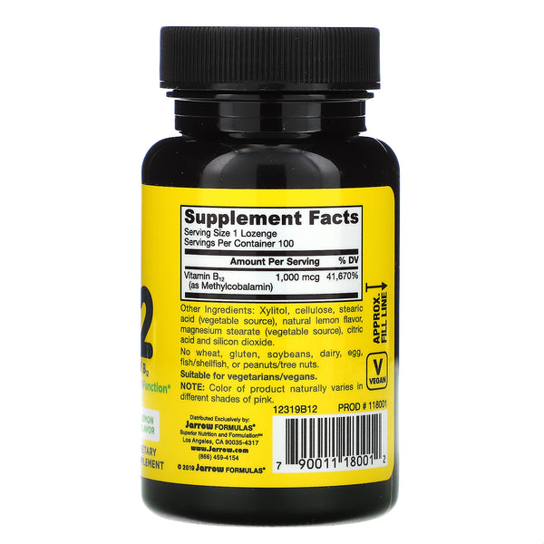 Jarrow Formulas Methyl B-12 Lemon 5000 mg