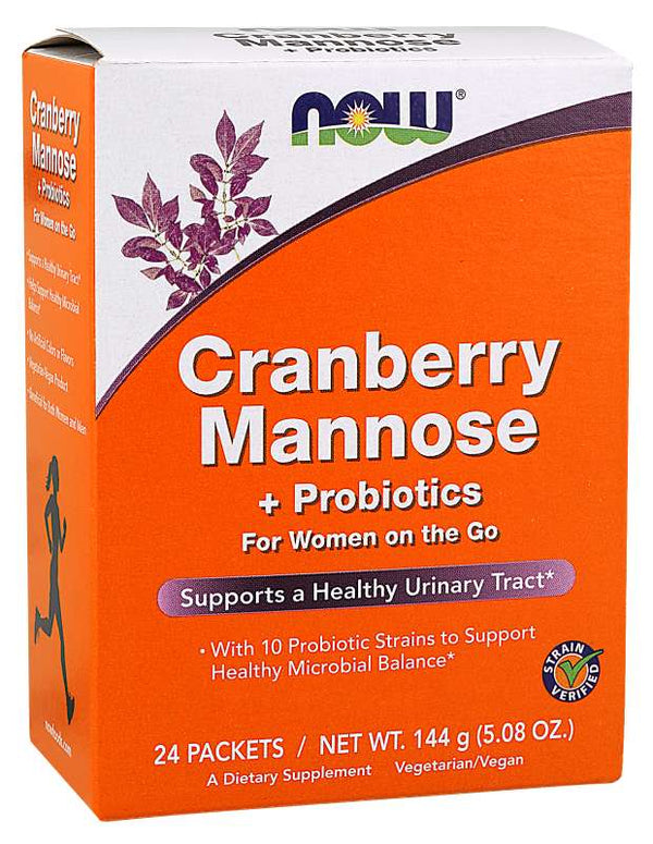 Ahora Cran & Mannose con Probiotics Sticks 24/PK
