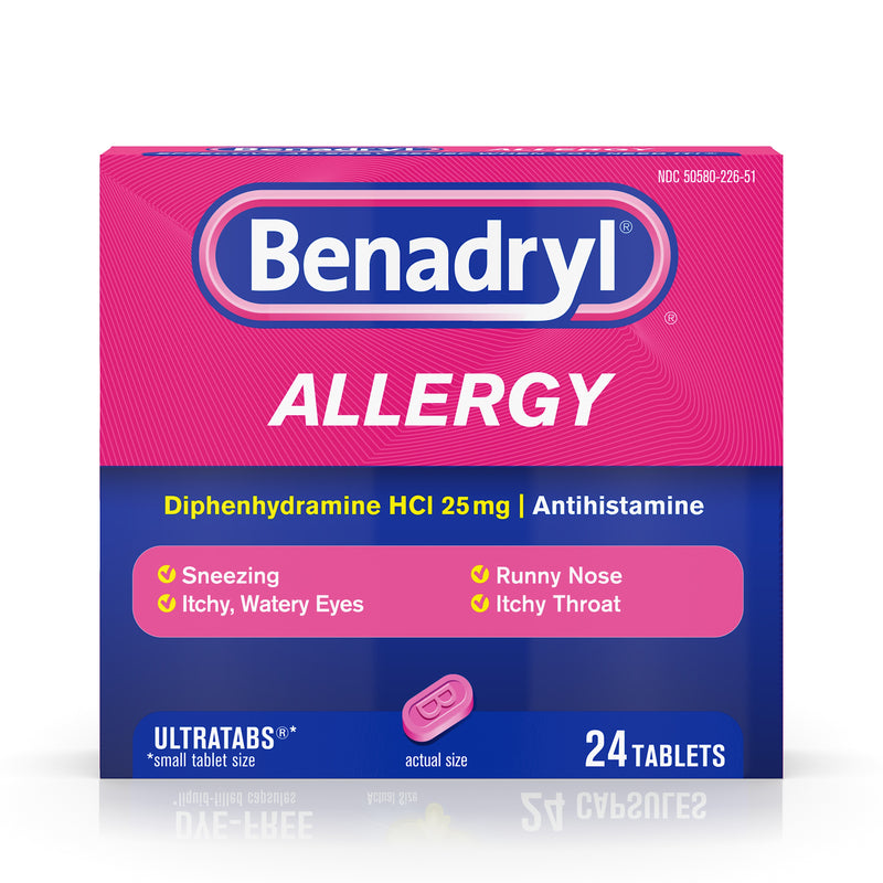 Tabletas de medicina de alergia antihistamina de Benadryl Ultratabs, 24 ct