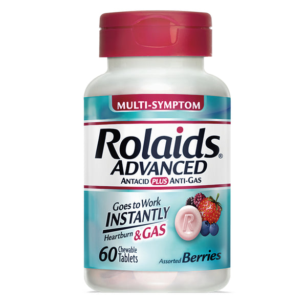 Rolaids avanzado antiácido más anti-gas bayas mixtas masticables, 60ct