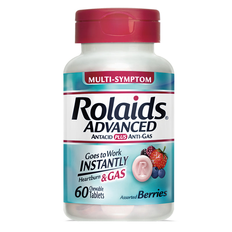 Rolaids avanzado antiácido más anti-gas bayas mixtas masticables, 60ct