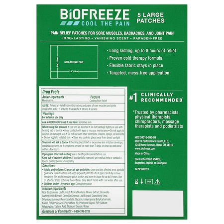 Biofreeze Cool the Pain Patches 5 pcs