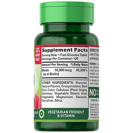 Nature's Truth Ultra Biotin 10,000mcg Fast Dissolve Berry 120 Tablets