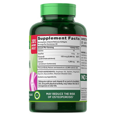 Nature's Truth Absorbable Calcium 1200mg Plus D3 5000 IU 120 Softgels