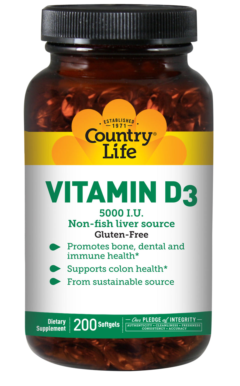 Country Life Vitamina D3 5000 I.U 200 Softgels
