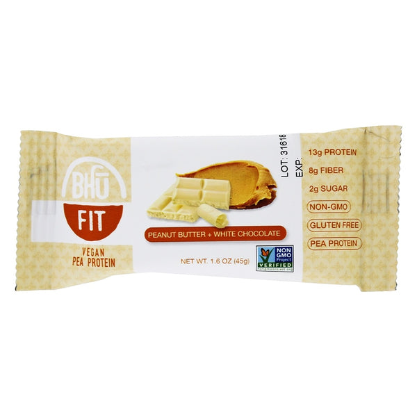 BHU Fit Vegan Organic Peanut butter + White Chocolate Bar 1.6Oz