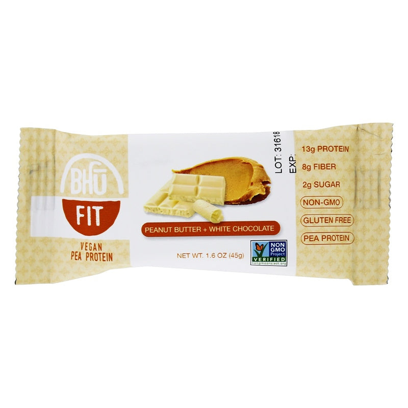 BHU Fit Vegan Organic Peanut butter + White Chocolate Bar 1.6Oz