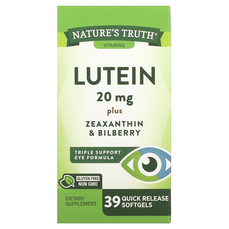 Nature's Truth, Lutein plus Zeaxanthin & Bilberry 20 mg 39 Softgels