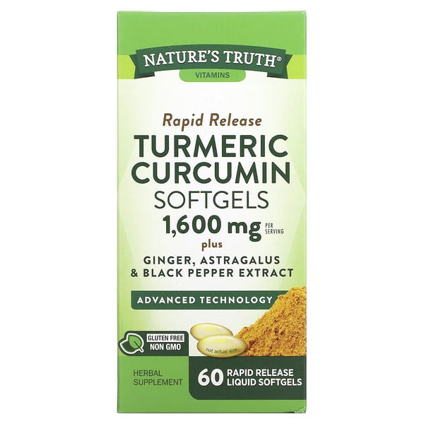 Nature's Truth Turmeric Curcumin 1600mg 60 Softgels