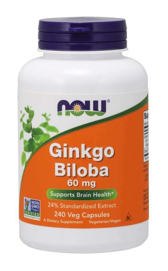 Ahora Ginkgo biloba 60mg 120 cápsulas de vegetales