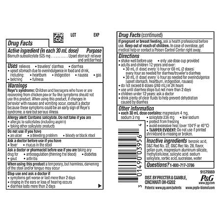 Alivio de síntomas de pepto bismol 8oz