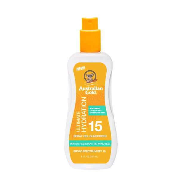 Protector solar de gel de spray de oro australiano SPF 15