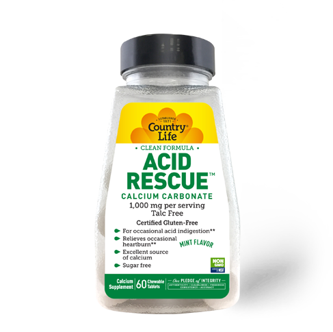 Country Life ácido Rescate 1000mg 60 Tabletas masticables