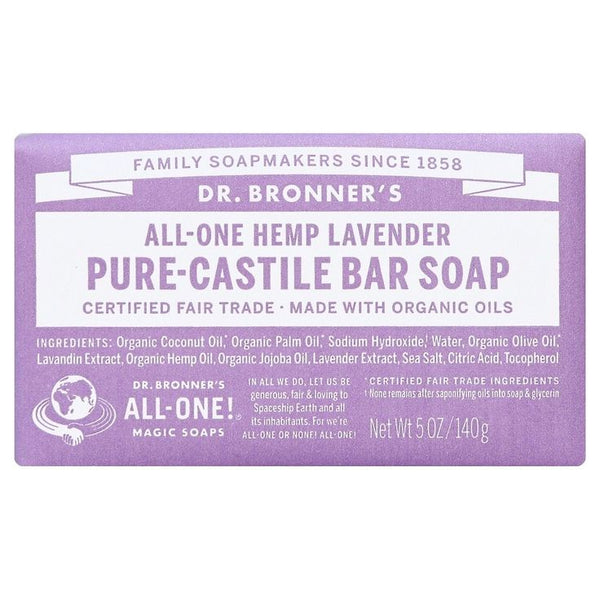 La barra de jabón de cáñamo de cáñamo del Dr. Bronner's All-One Lavender 5.0oz