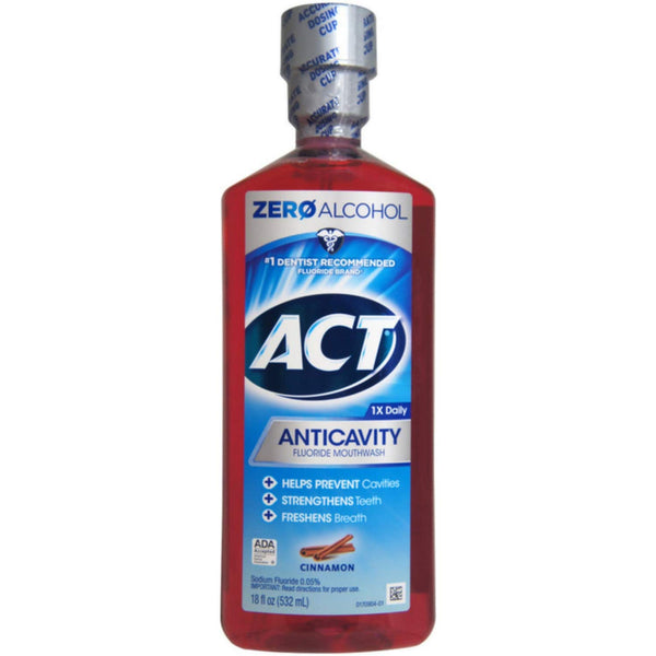 ACT enjuague con fluoruro de anticavidad. Canela. 18 oz