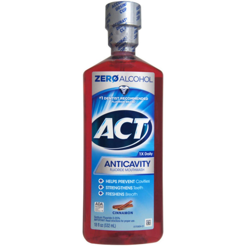 ACT enjuague con fluoruro de anticavidad. Canela. 18 oz