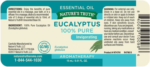 Nature's Truth Aromatherapy Eucalyptus Pure Essential Oil 15ml