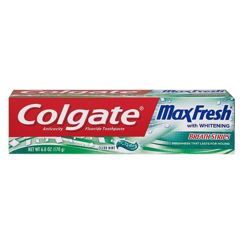 Colgate Max Fresh con mini Pasta de dientes blanqueando las tiras de aliento, Clean Mint 6 oz