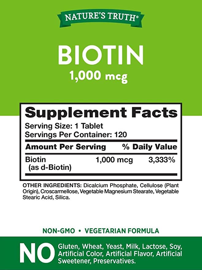 Nature's Truth Biotin 1000 mcg 120 Tablets