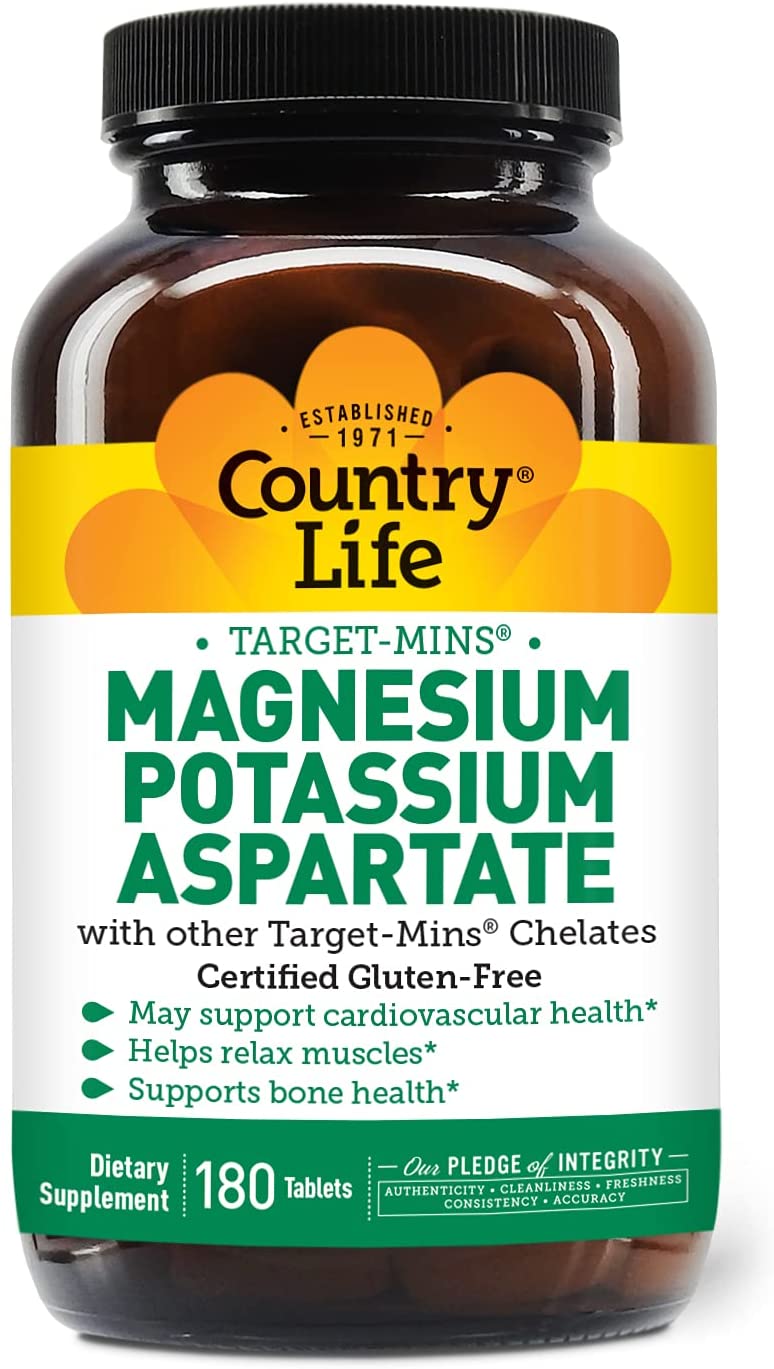 Country Life Magnesium Potassium Aspartate 180 Tablets