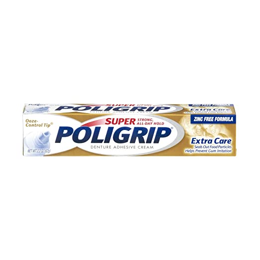 Super Poligrip Extra Care Zinc Free Denture Adhesive Cream Extra Care 2.2oz