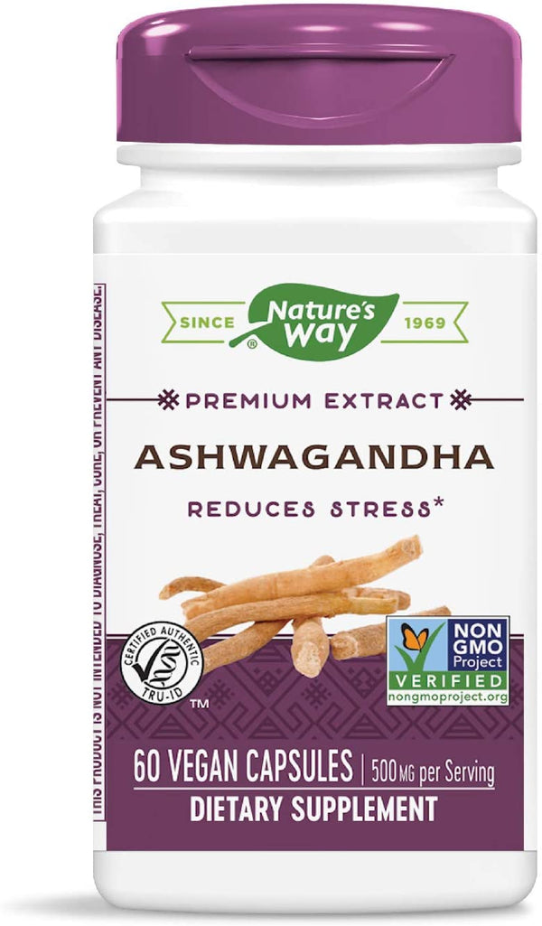 Nature's Way Ashwagandha 500 mg per Serving Size, 60 Vegetable Capsules