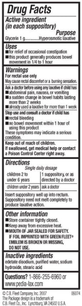 Flota Pedia-Lax Lax Glycerin 12 Suppositorios