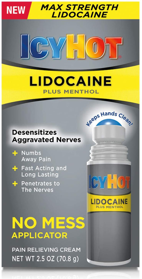 Icy Hot Maximum Strength No-Mess Pain Relief Cream With Lidocaine Plus Menthol, 2.5 Ounces