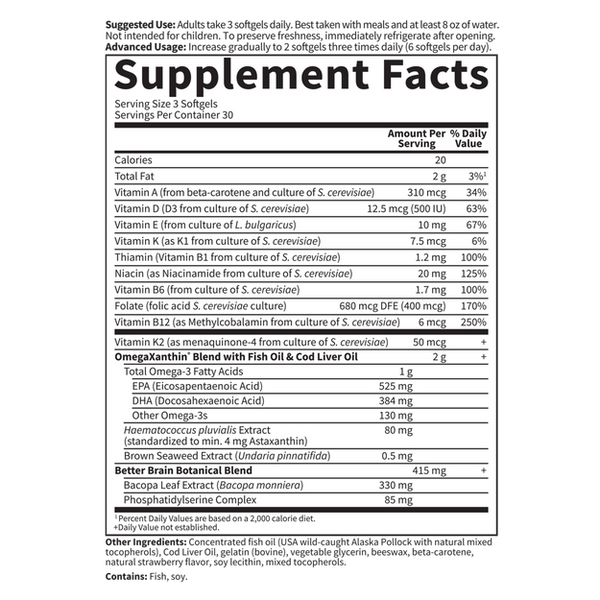 Garden Of Life Oceans 3 Better Brain Omega-3 with OmegaXanthin Softgels