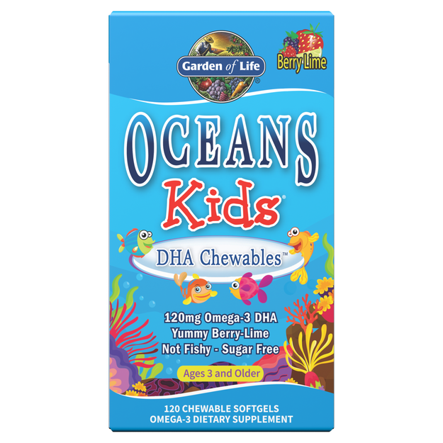 Jardín de la vida Océanos Niños Dha Omega-3 Berry Lime Chewables