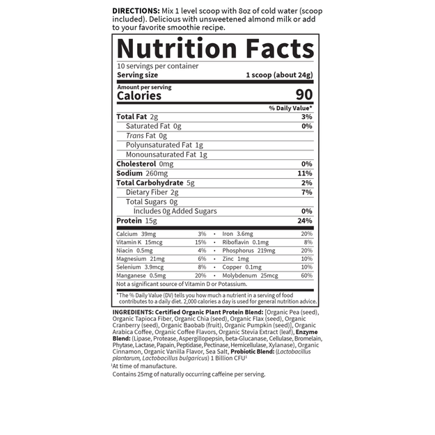 Garden of Life Café de proteínas de planta orgánica 9 oz