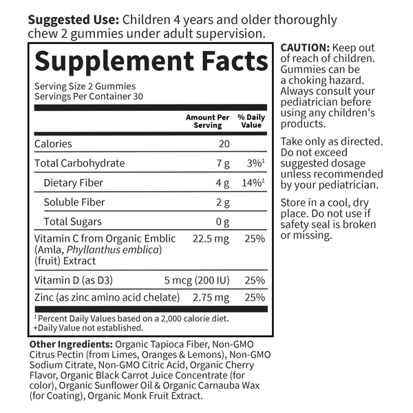 Jardín de la vida niños Gomitas de cereza inmunes orgánicas