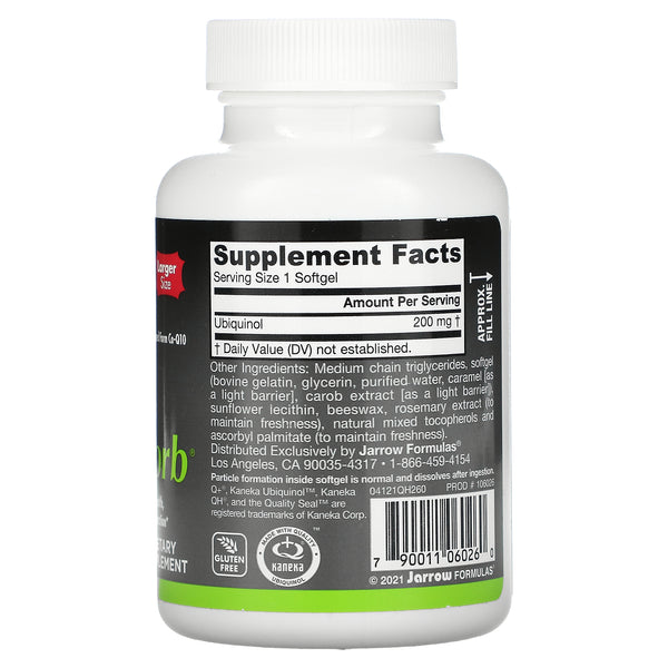 Jarrow Formulas Ubiquinol Qh-Absorb 200Mg Softgels