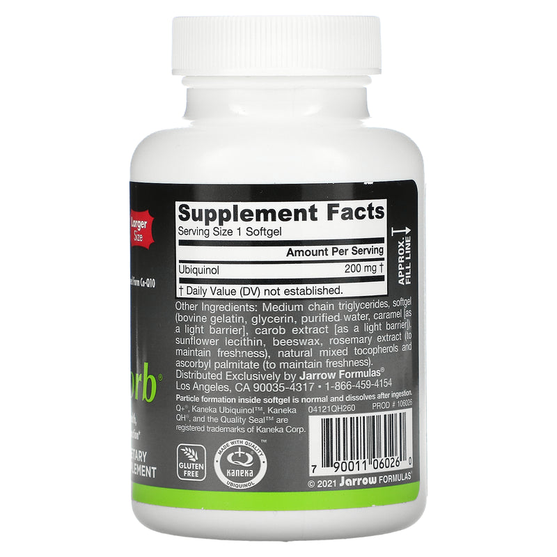 Jarrow Formulas ubiquinol QH-Absorb 200mg Softgels