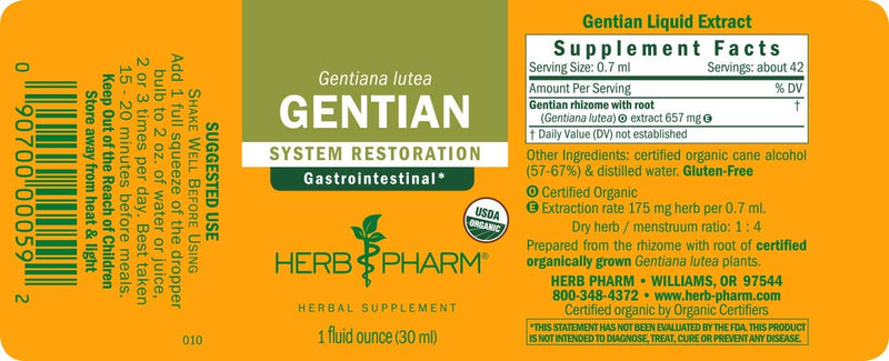 HERBS PHARM GENTIAN 1 Oz