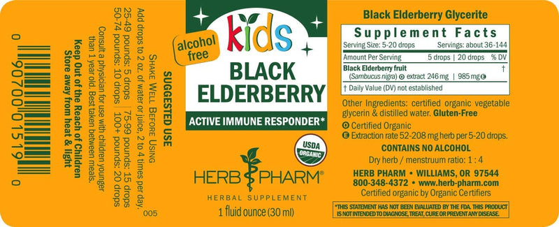 HERBS PHARM KIDS BLACK ELDERBERRY 1Oz