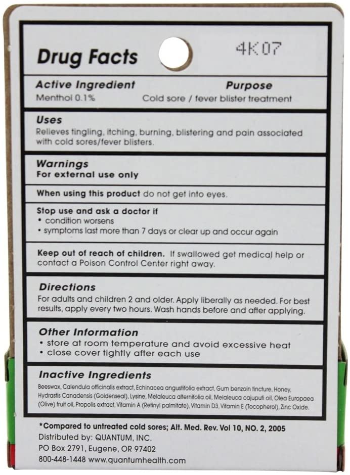 Quantum Super Lysine Plus Cold Sore Treatment Cream 0.25 Oz