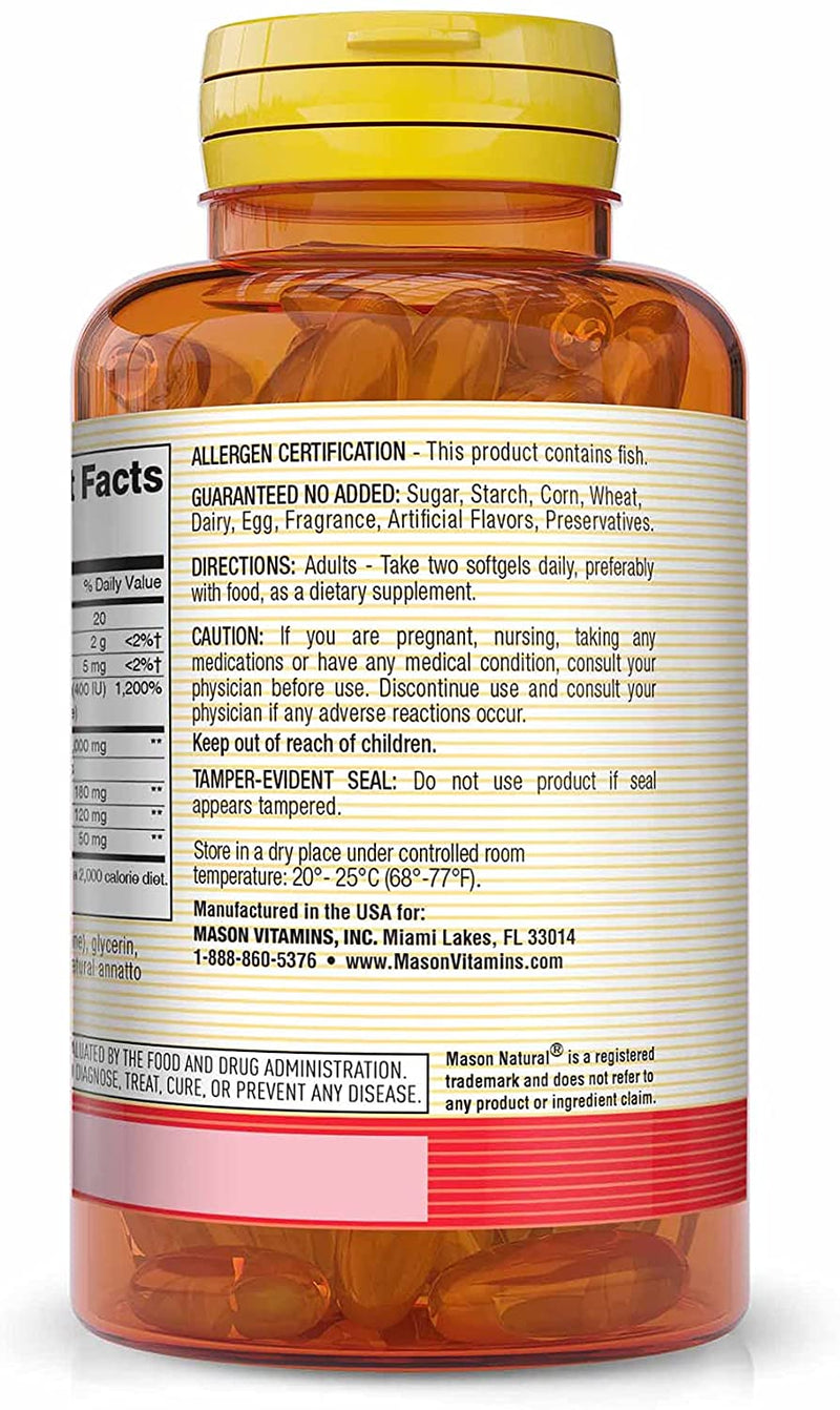 Mason Natural CoQ-10 Vitamin E Fish Oil 60 Gels