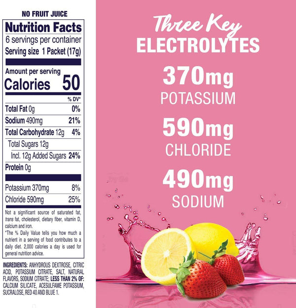 Abbot Pedialyte Strawberry Lemon 6 Powder Packs 0.6Oz