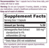 Nature's Way Ashwagandha 500 mg per Serving Size, 60 Vegetable Capsules
