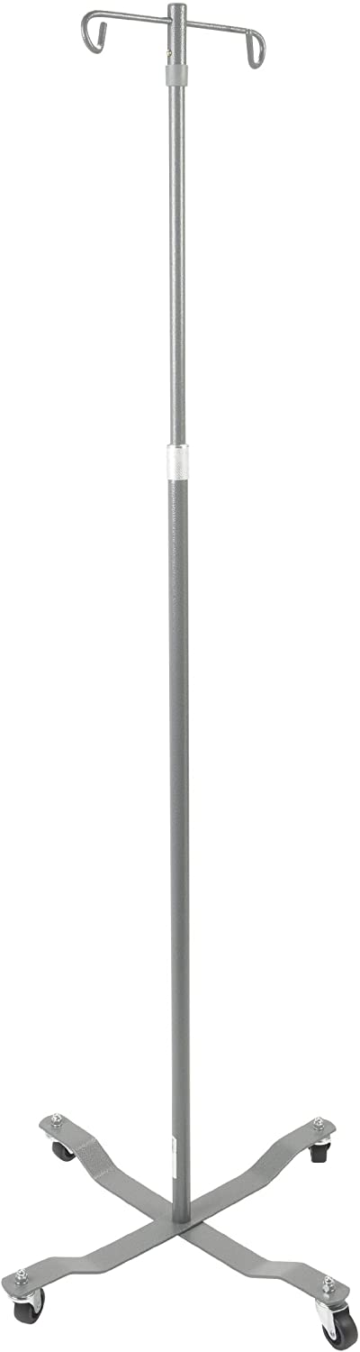 Drive Medical Economy Removable Top I. V. Pole, 4 Hook Top, Chrome