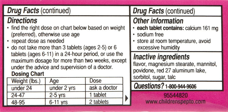 Pepto Bismol Pepto para niños PEBLETAS