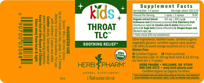 HERBS PHARM KIDS THROAT TLC 1 Oz