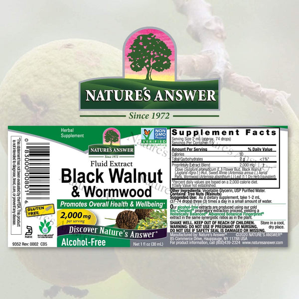 NATURES ANSWER BLACK WALNUT WORMWOOD 1 Oz