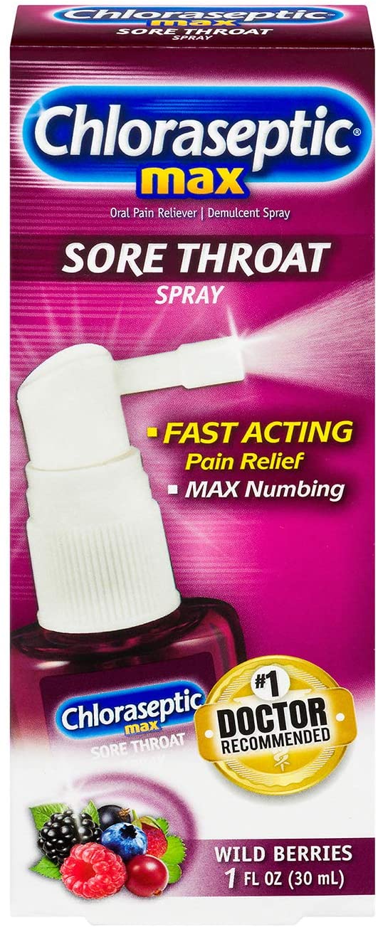 Chloraseptic Max Strength Sore Throat Spray, Wild Berries Flavor, 1.0 fl oz