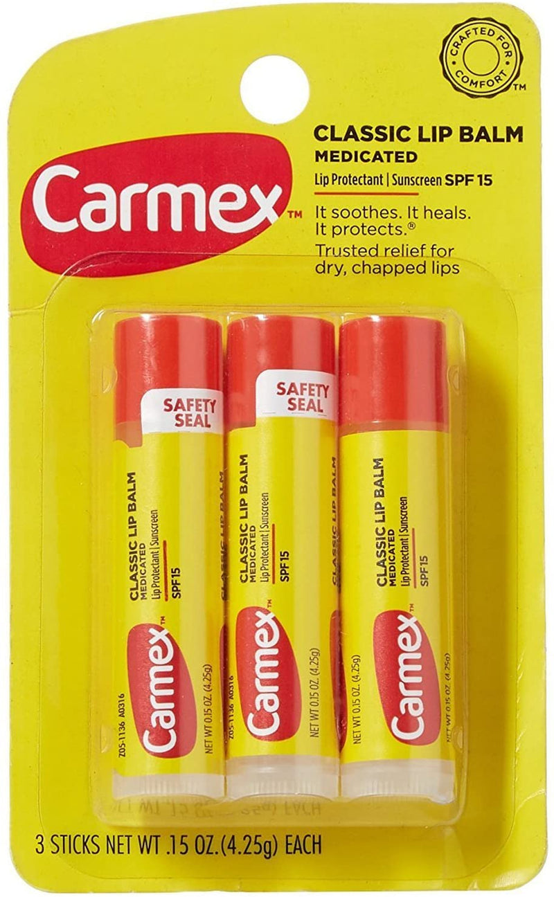 Carmex Lip Balm, Moisturizing, Original.15 Ounce, 3 ct.