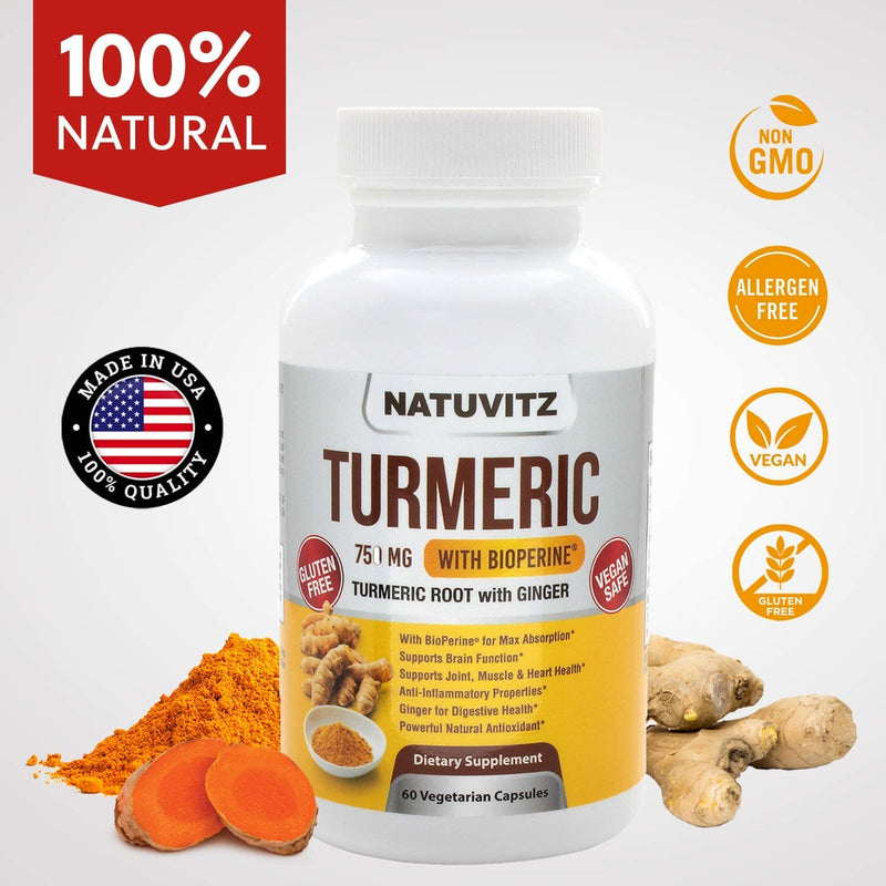Natuvitz Turmeric 750mg With Bioperine Vegetarian Capsules